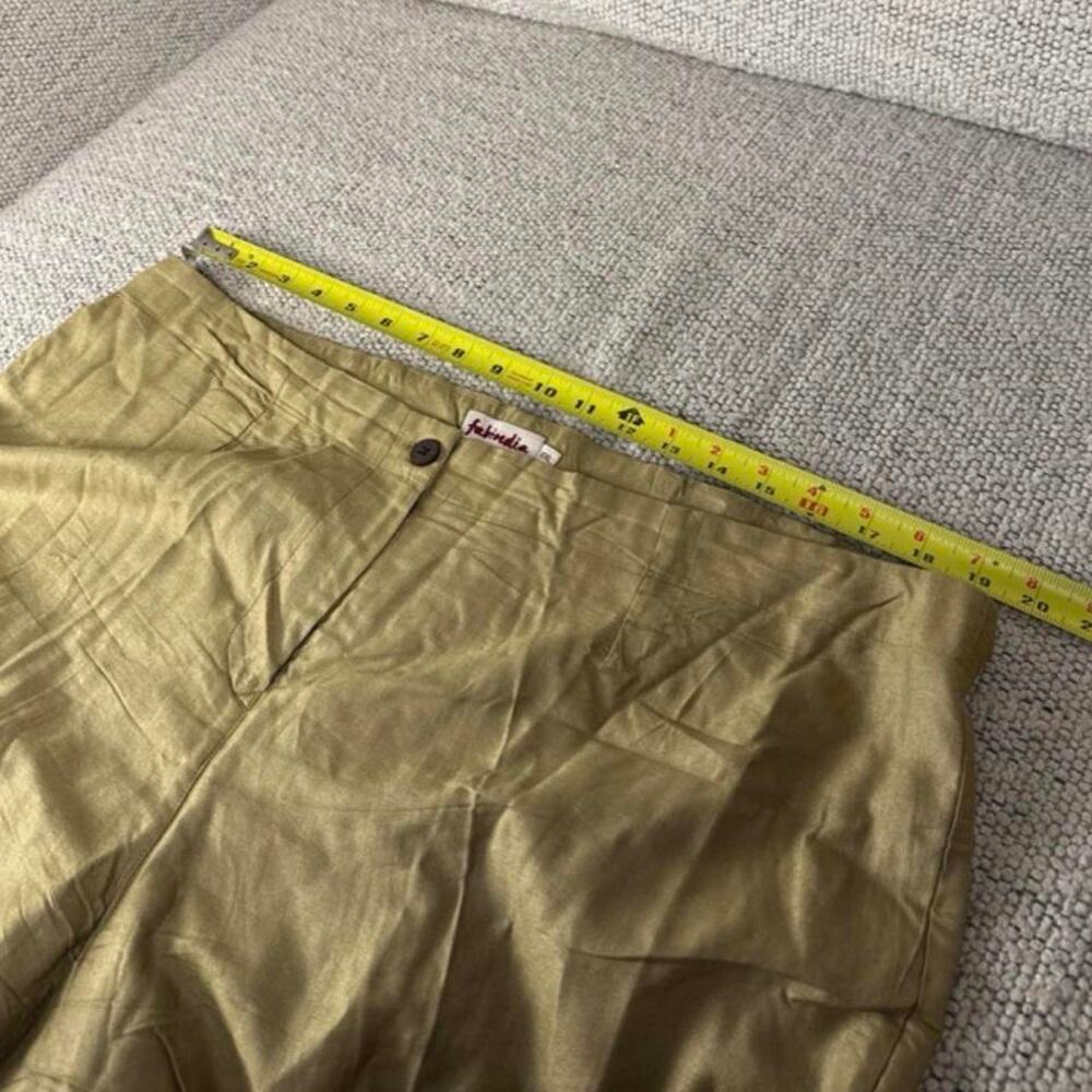 Linen-style summer pants light brown tan - size XXL from Fabindia, made in India - Picture 3 of 8